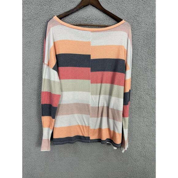 Haptics By Holly Harper Colorful Striped Knit Top Women 3X Preppy Boho Fisherman - Picture 5 of 5